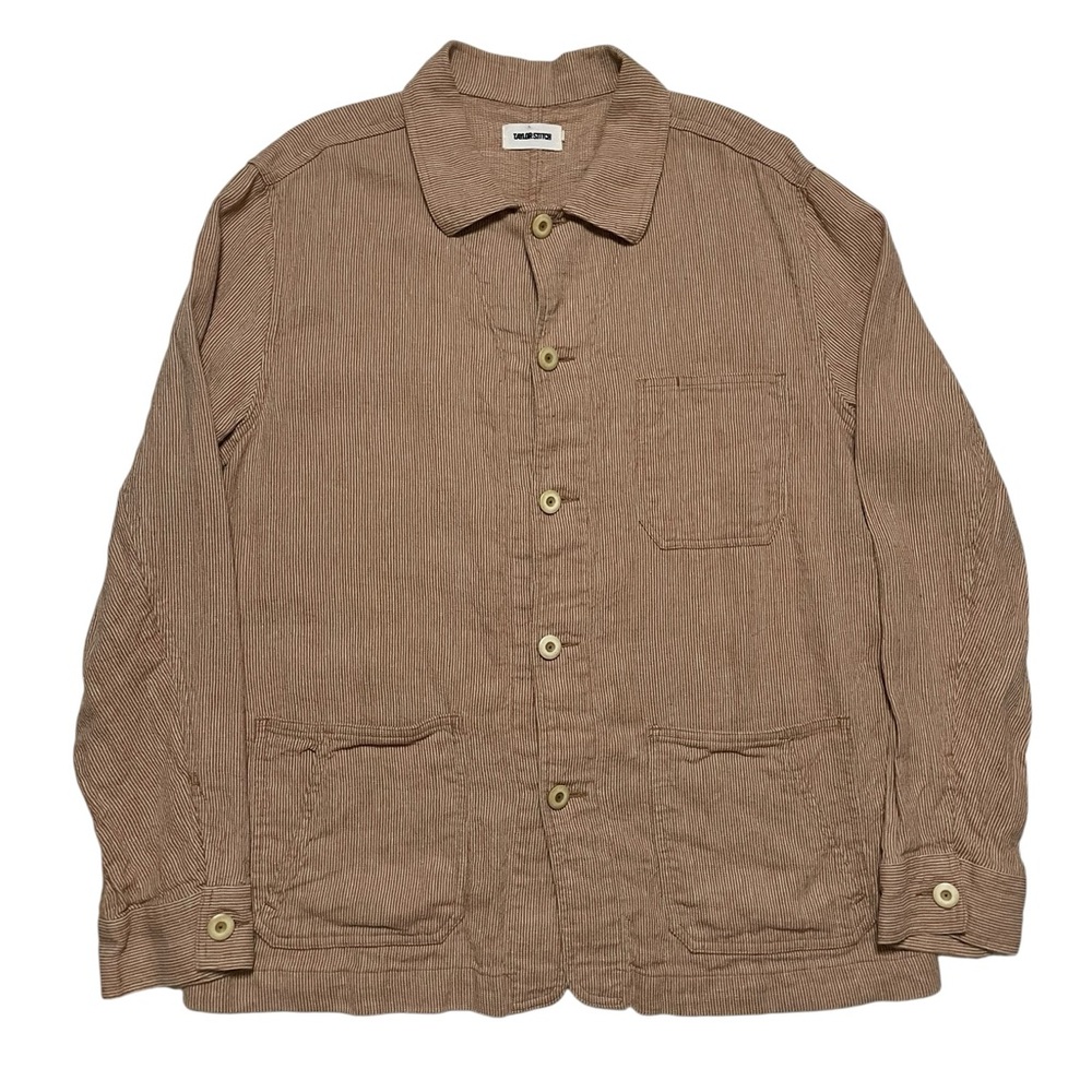 Taylor Stitch Ojai Chili Stripe Jacket 44 Men’s Chore Coat Linen Cotton Brown